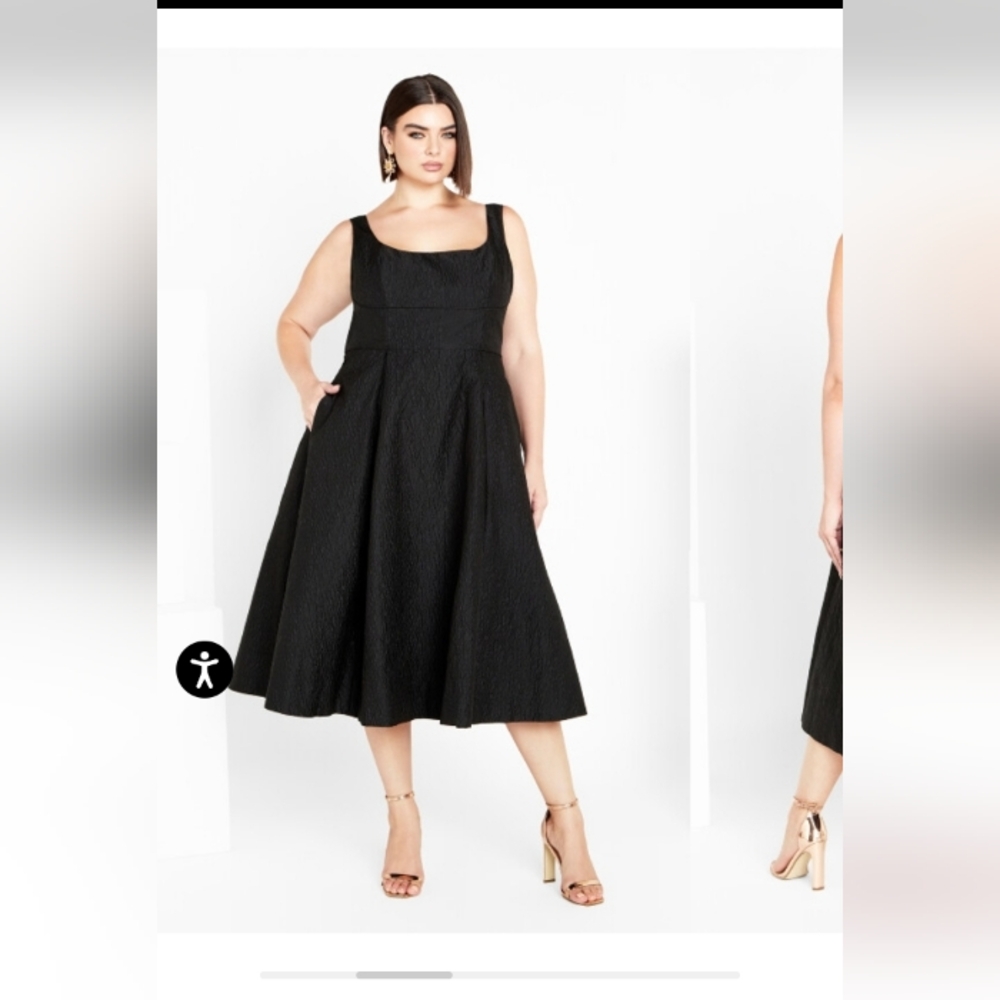 CITY CHIC Elegant Black Midi Dress